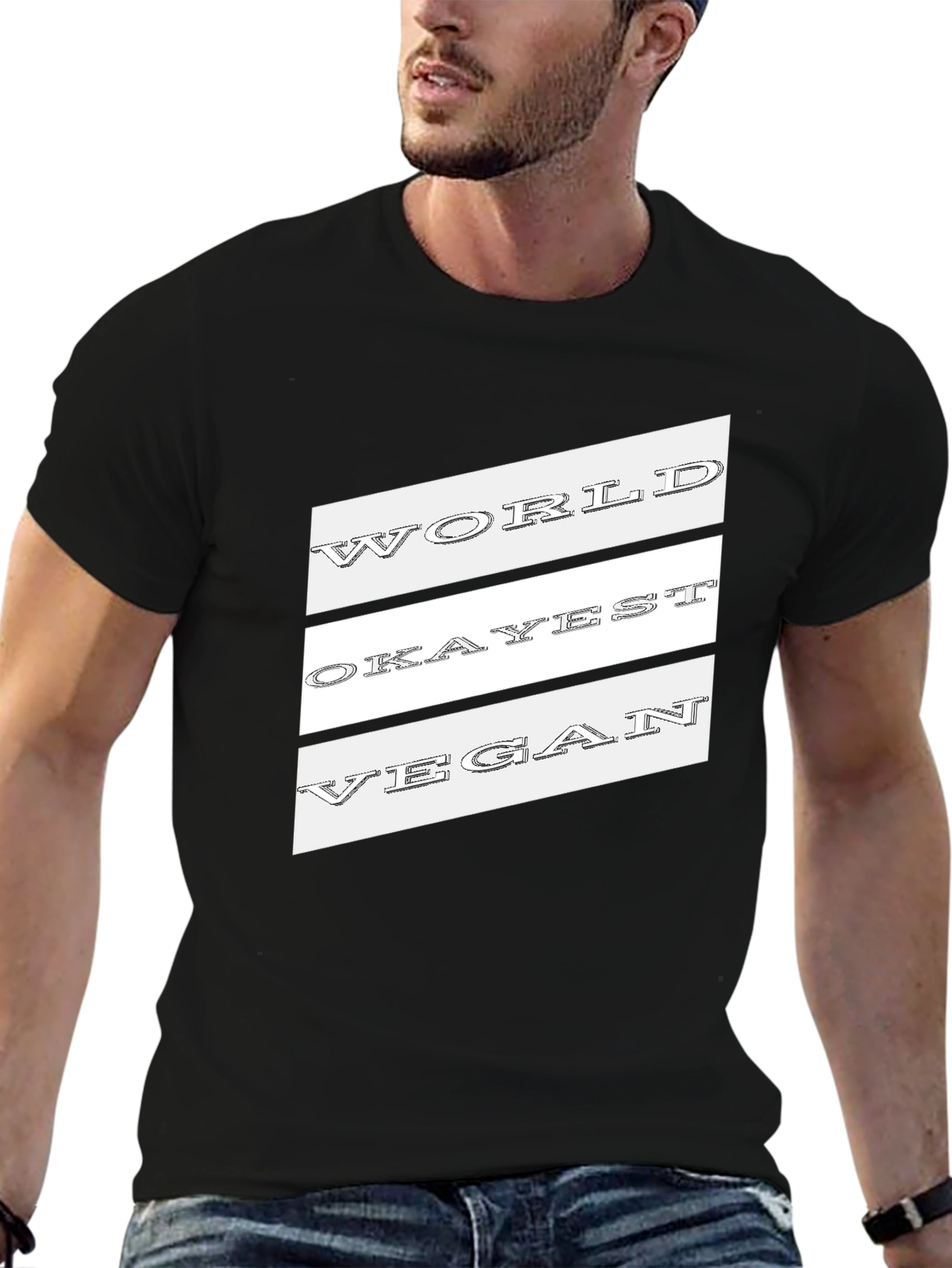 World Okayest Vegan T-Shirt - Mens Black Tee