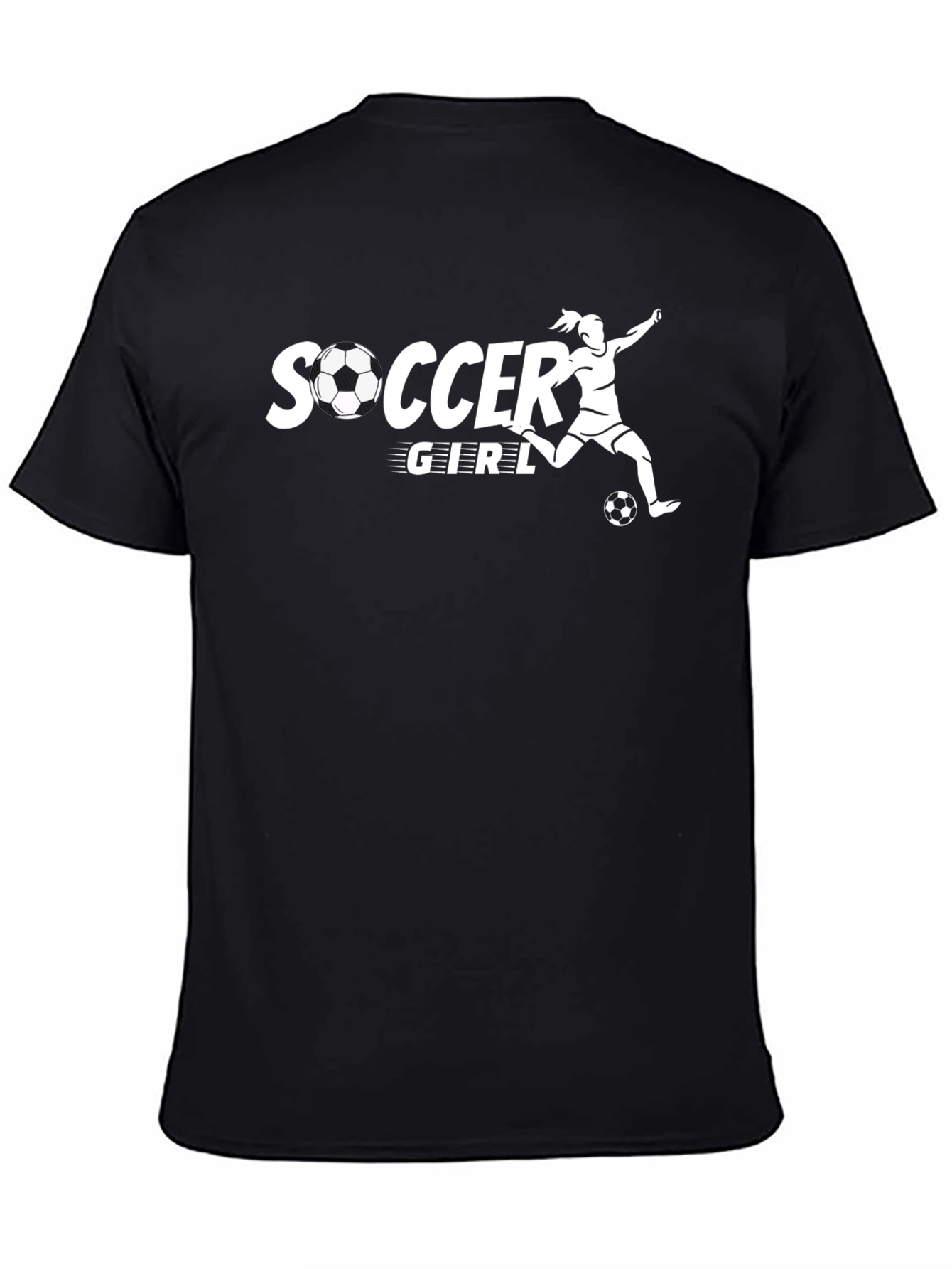 Soccer Girl Graphic Tee - Black Cotton T-Shirt