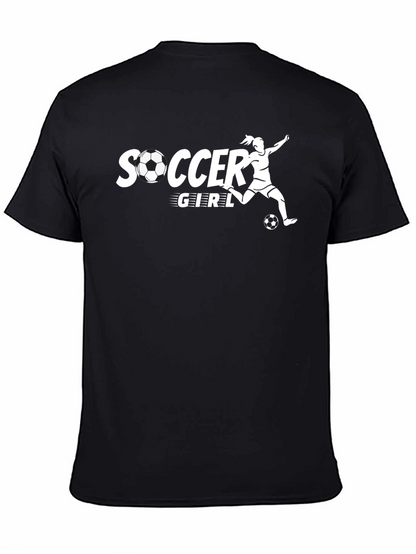 Soccer Girl Graphic Tee - Black Cotton T-Shirt