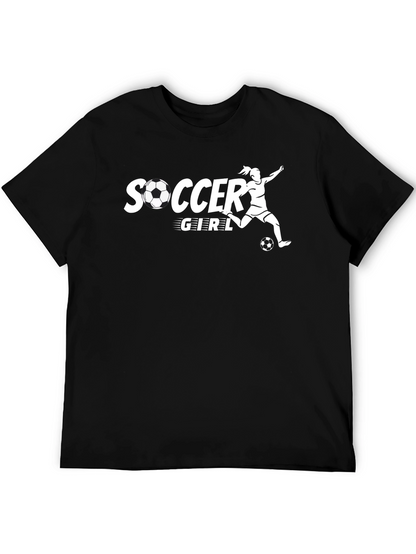 Soccer Girl Graphic Tee - Black Cotton T-Shirt