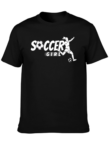Soccer Girl Graphic Tee - Black Cotton T-Shirt