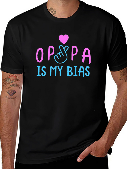 Oppa Is My Bias K-Pop T-Shirt Black Crew Neck