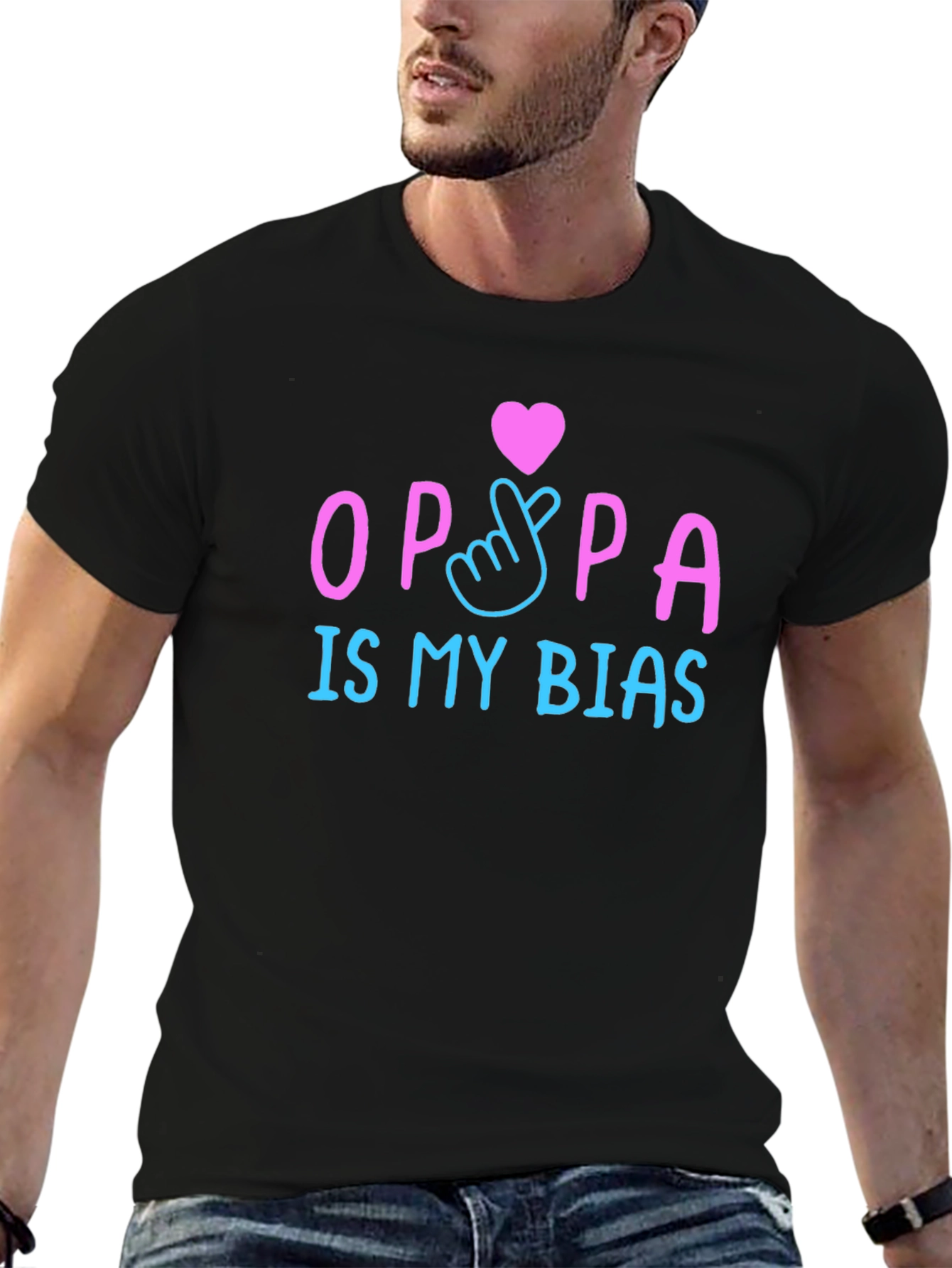 Oppa Is My Bias K-Pop T-Shirt Black Crew Neck