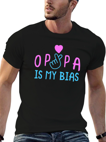 Oppa Is My Bias K-Pop T-Shirt Black Crew Neck
