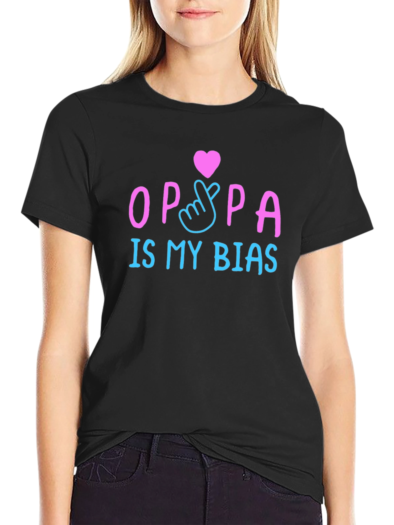 Oppa Is My Bias K-Pop T-Shirt Black Crew Neck