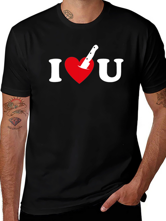 I Heart U Knife Graphic T-Shirt - Edgy Love Tee