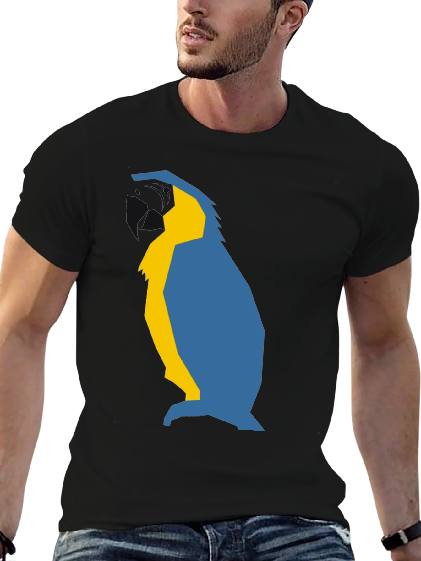 Abstract Penguin Graphic Tee - Black