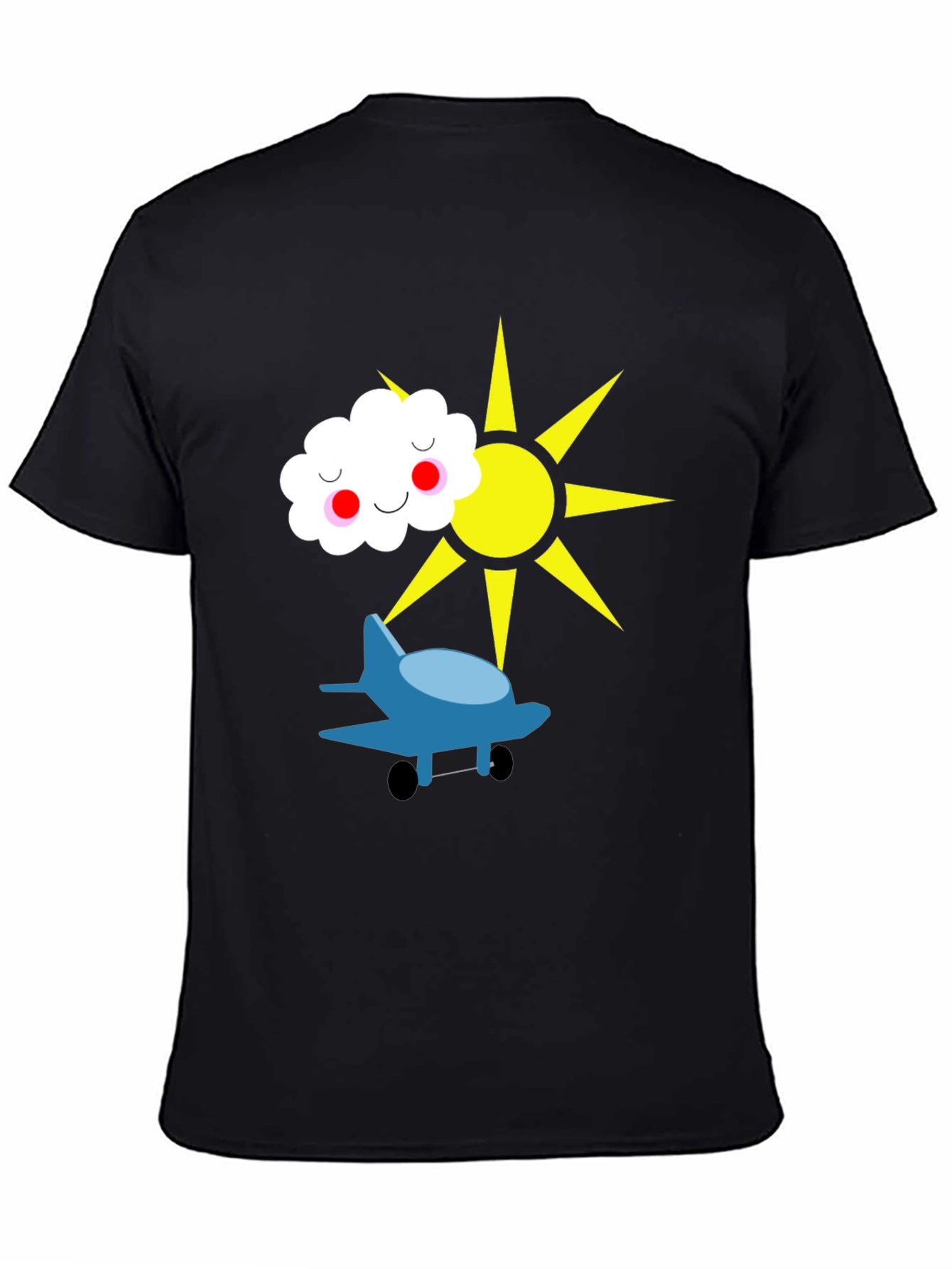 Fun Graphic Tee - Airplane Sun and Cloud Design