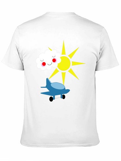 Fun Graphic Tee - Airplane Sun and Cloud Design