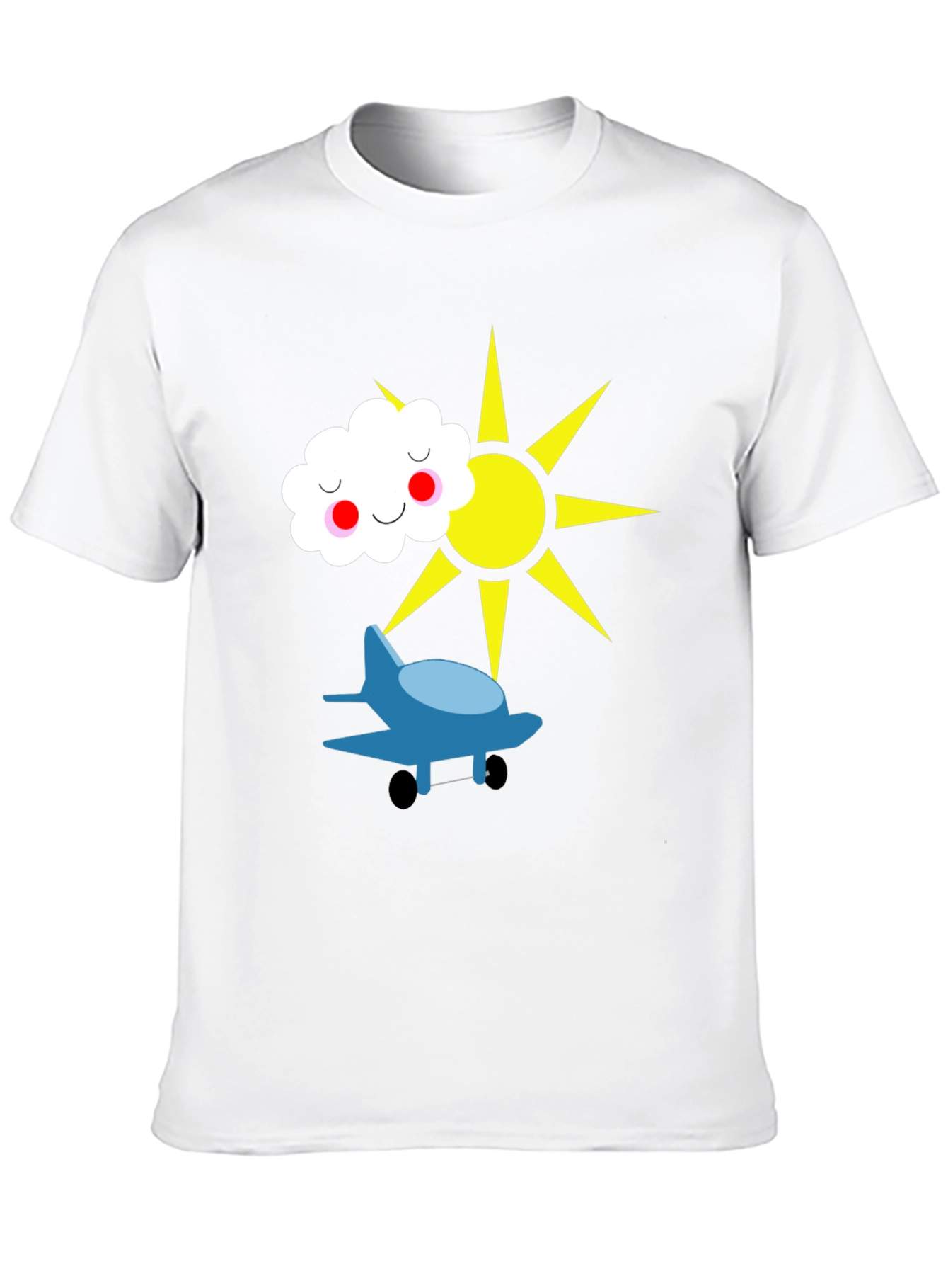Fun Graphic Tee - Airplane Sun and Cloud Design