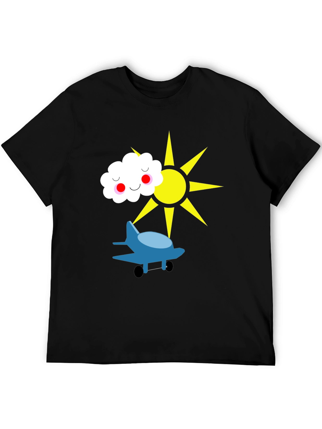 Fun Graphic Tee - Airplane Sun and Cloud Design