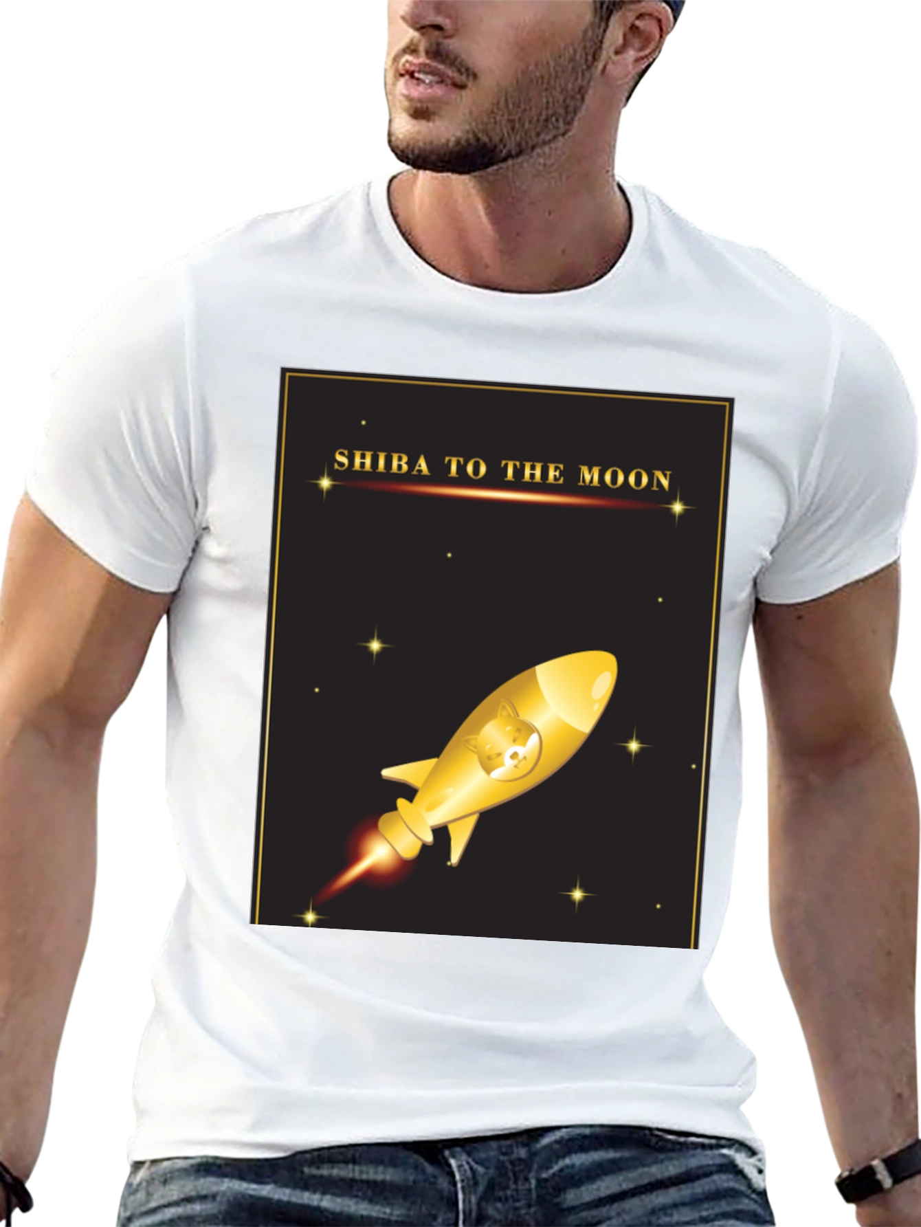 Shiba To The Moon T-Shirt - Crypto Doge Rocket