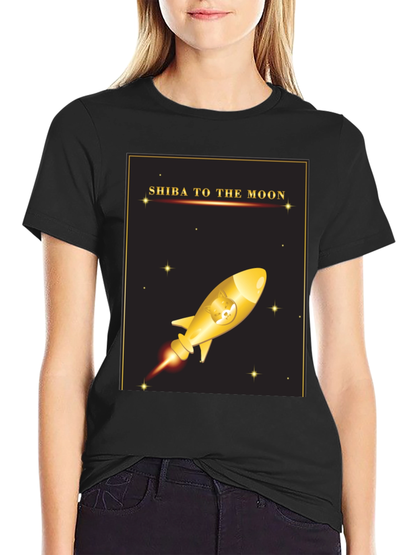 Shiba To The Moon T-Shirt - Crypto Doge Rocket