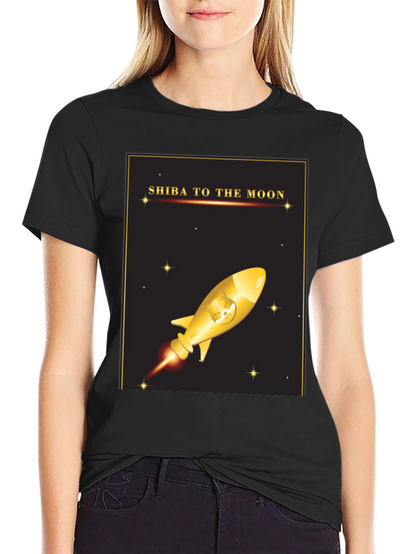 Shiba To The Moon T-Shirt - Crypto Doge Rocket