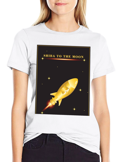 Shiba To The Moon T-Shirt - Crypto Doge Rocket