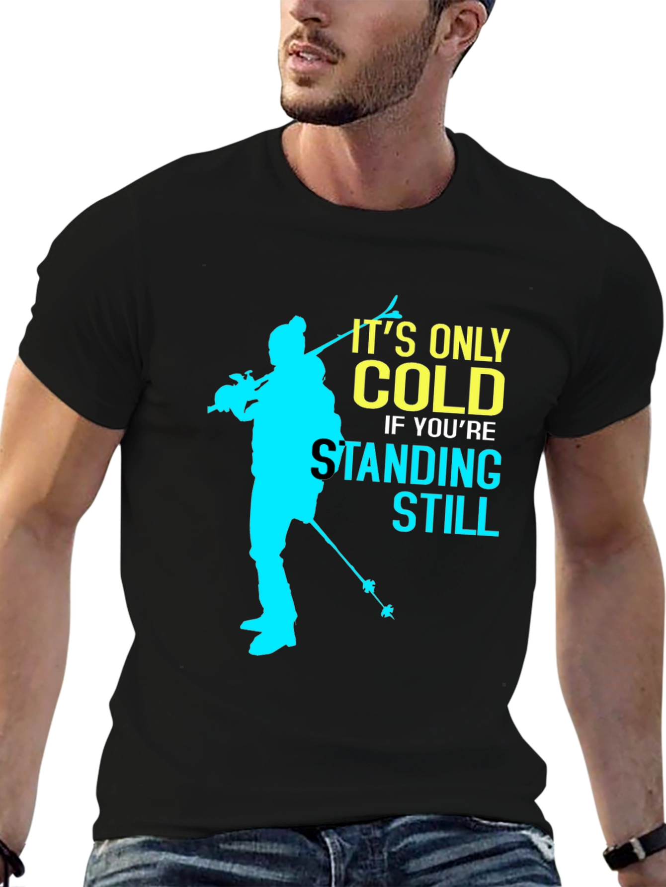 Its Only Cold Tee - Skiing Silhouette Graphic T-Shirt