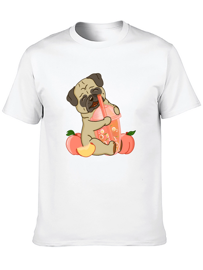Cute Pug Peach Boba T-Shirt