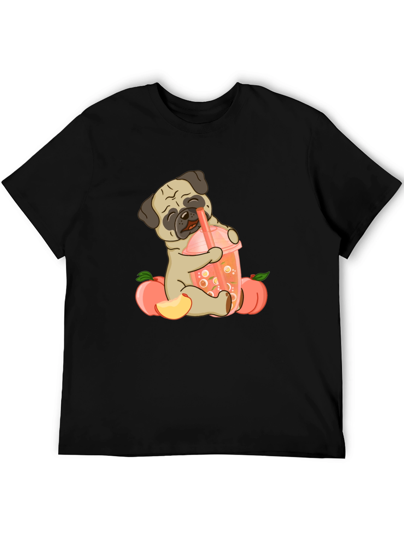 Cute Pug Peach Boba T-Shirt