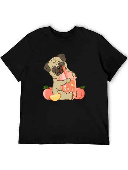 Cute Pug Peach Boba T-Shirt