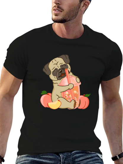Cute Pug Peach Boba T-Shirt