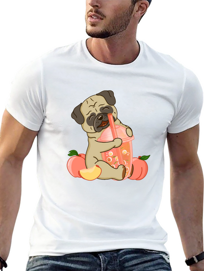 Cute Pug Peach Boba T-Shirt