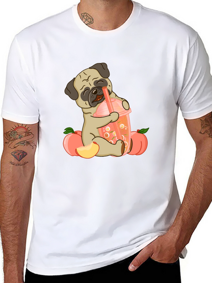 Cute Pug Peach Boba T-Shirt