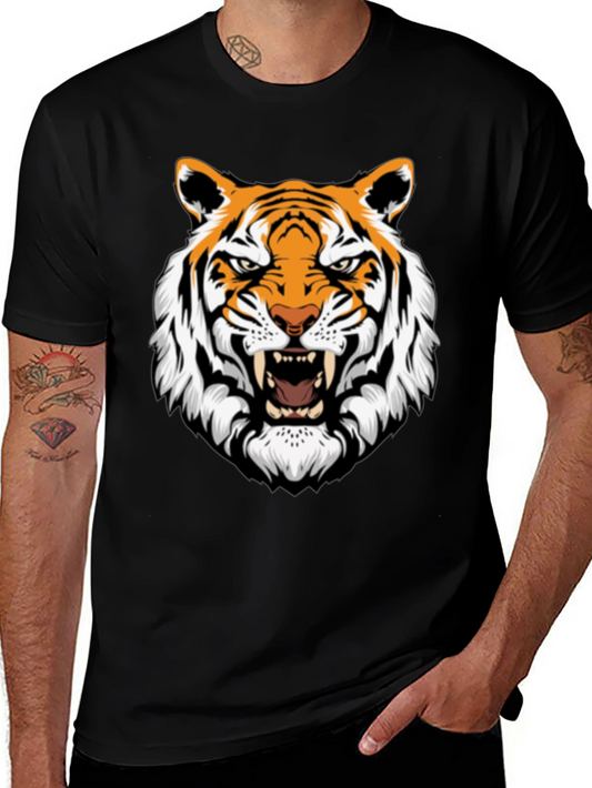 Roaring Tiger Graphic Print Black T-Shirt