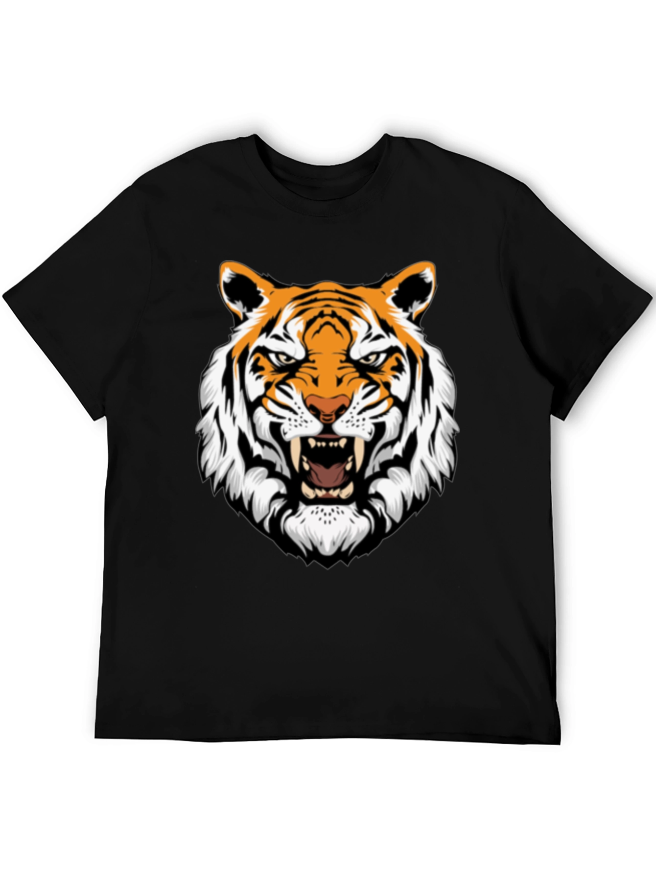 Roaring Tiger Graphic Print Black T-Shirt