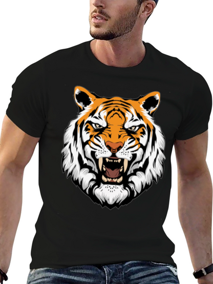 Roaring Tiger Graphic Print Black T-Shirt
