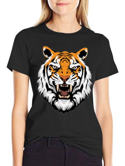 Roaring Tiger Graphic Print Black T-Shirt