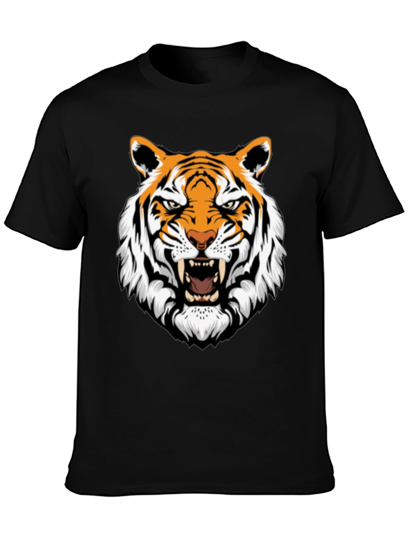 Roaring Tiger Graphic Print Black T-Shirt