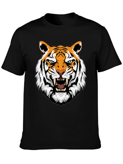 Roaring Tiger Graphic Print Black T-Shirt