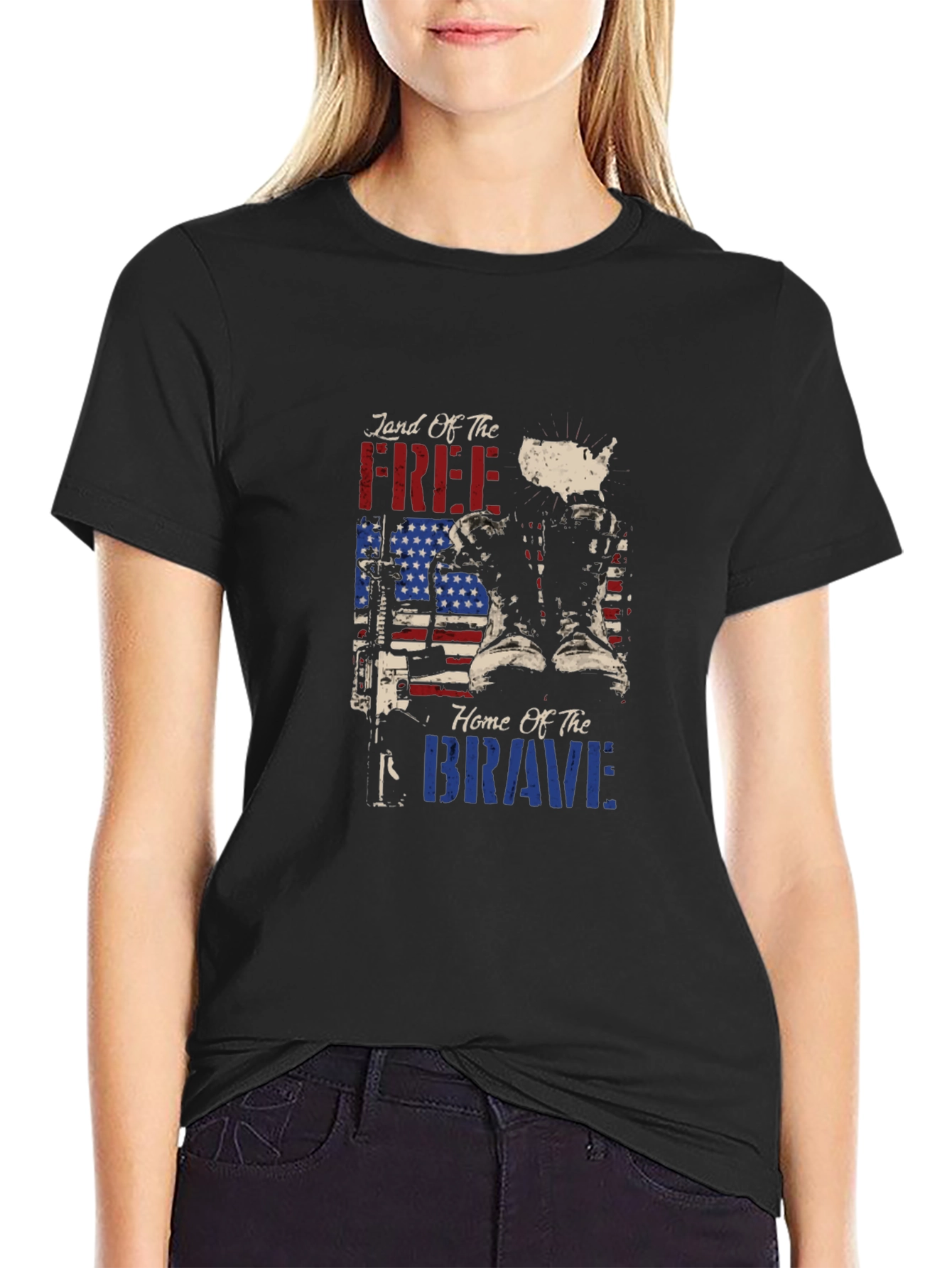 Land of the Free Patriotic Graphic T-Shirt