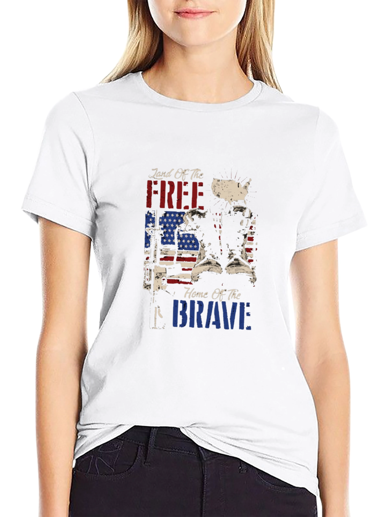 Land of the Free Patriotic Graphic T-Shirt