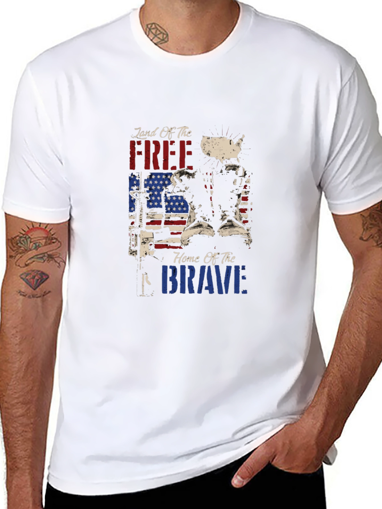 Land of the Free Patriotic Graphic T-Shirt