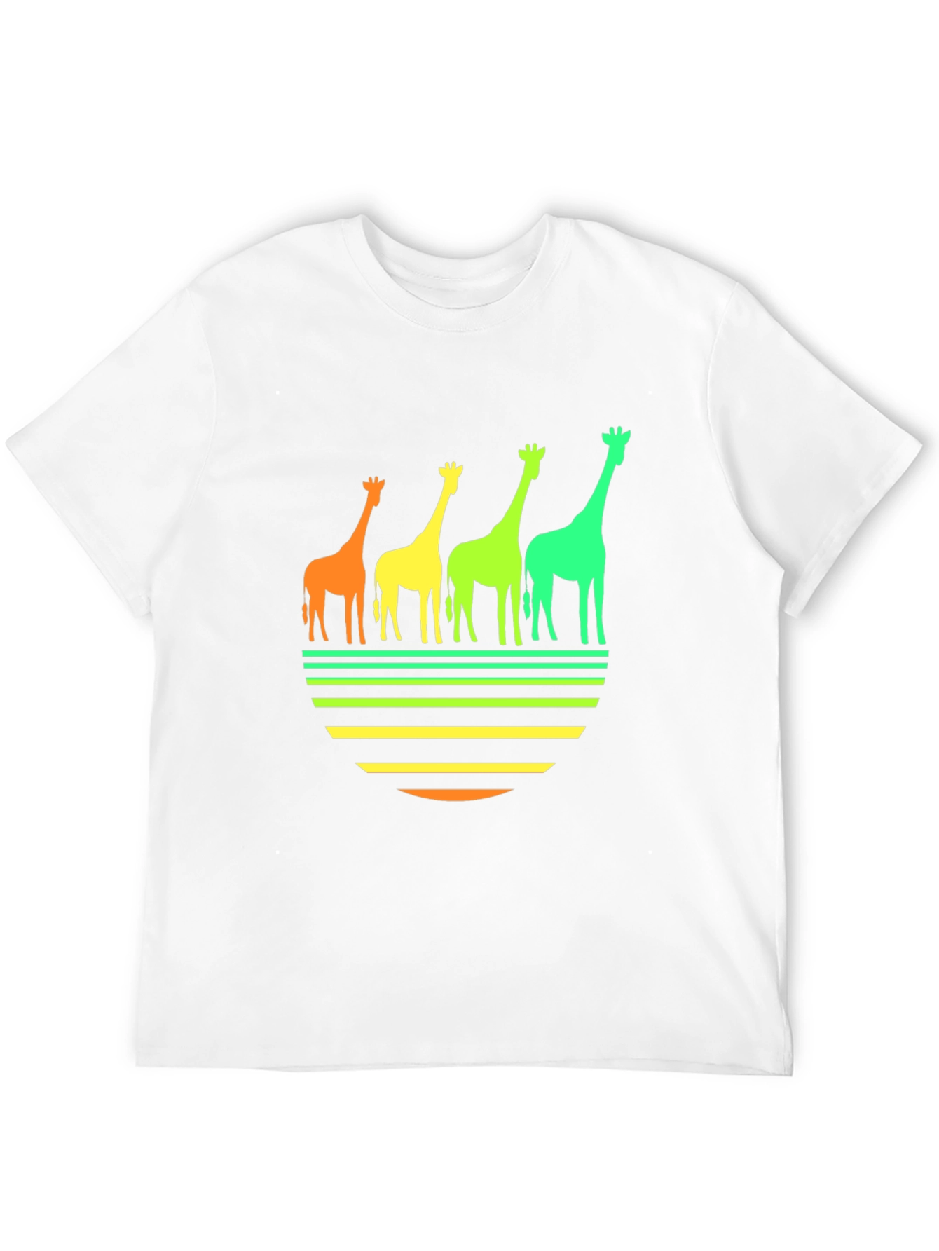 Retro Giraffe Sunset Graphic Tee - Black