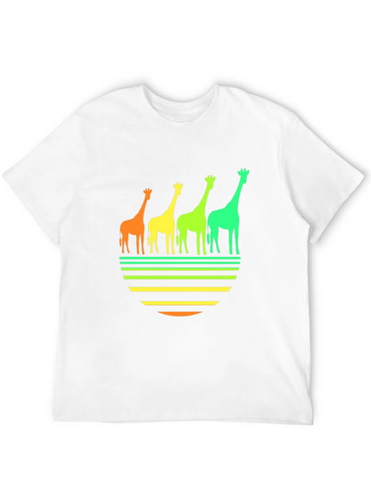 Retro Giraffe Sunset Graphic Tee - Black