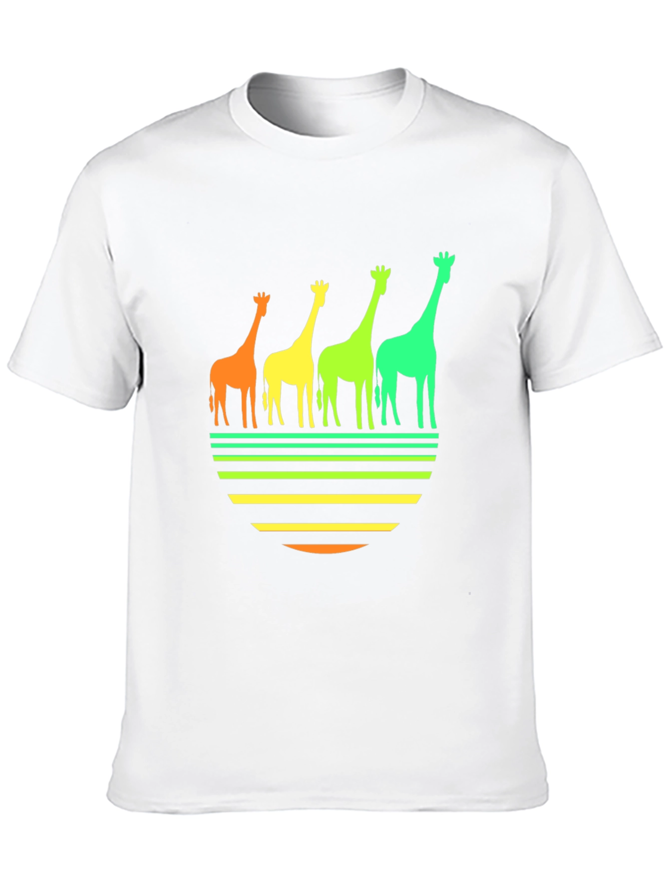 Retro Giraffe Sunset Graphic Tee - Black
