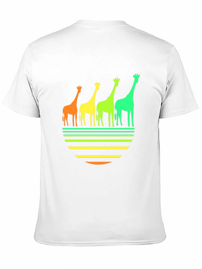 Retro Giraffe Sunset Graphic Tee - Black