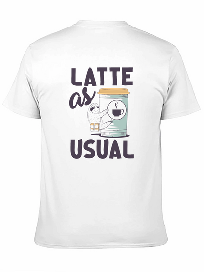 Latte as Usual Sloth Graphic T-Shirt
