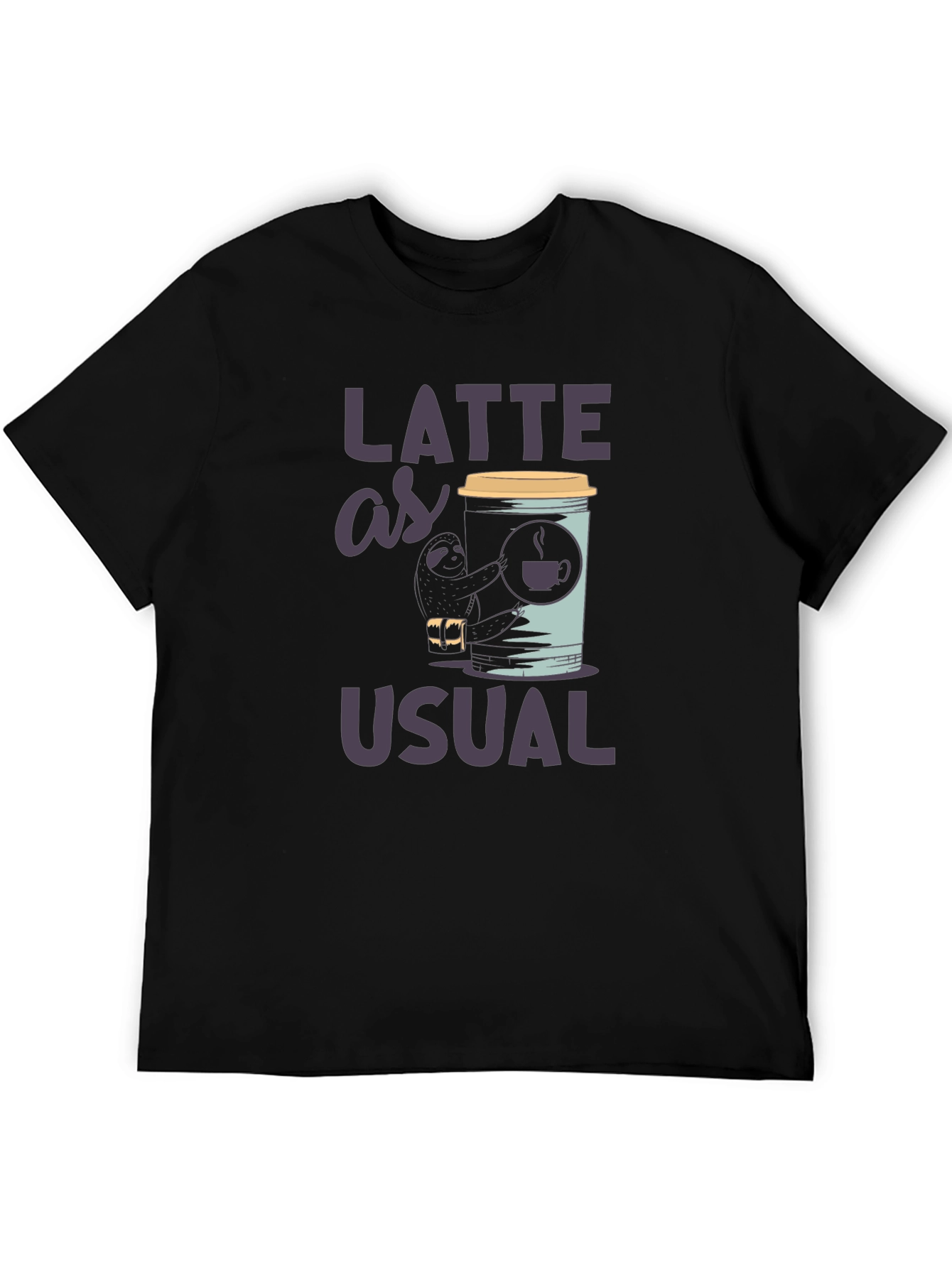 Latte as Usual Sloth Graphic T-Shirt