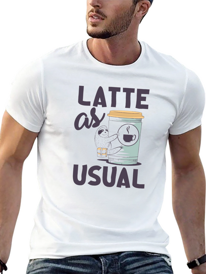 Latte as Usual Sloth Graphic T-Shirt