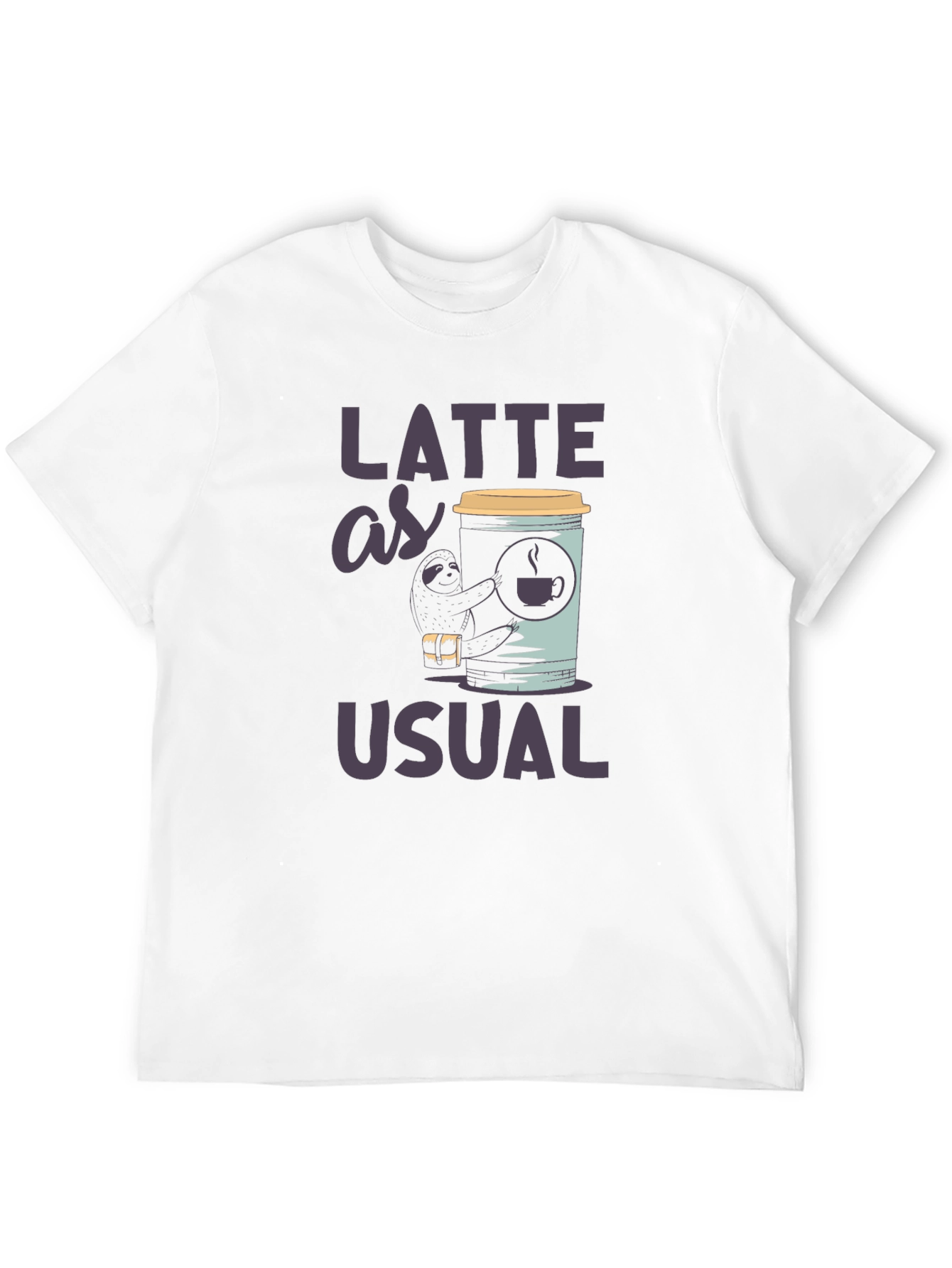 Latte as Usual Sloth Graphic T-Shirt