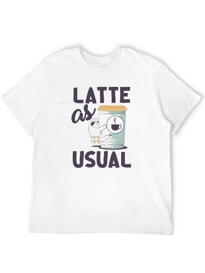 Latte as Usual Sloth Graphic T-Shirt