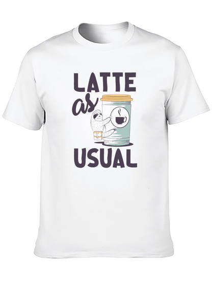 Latte as Usual Sloth Graphic T-Shirt