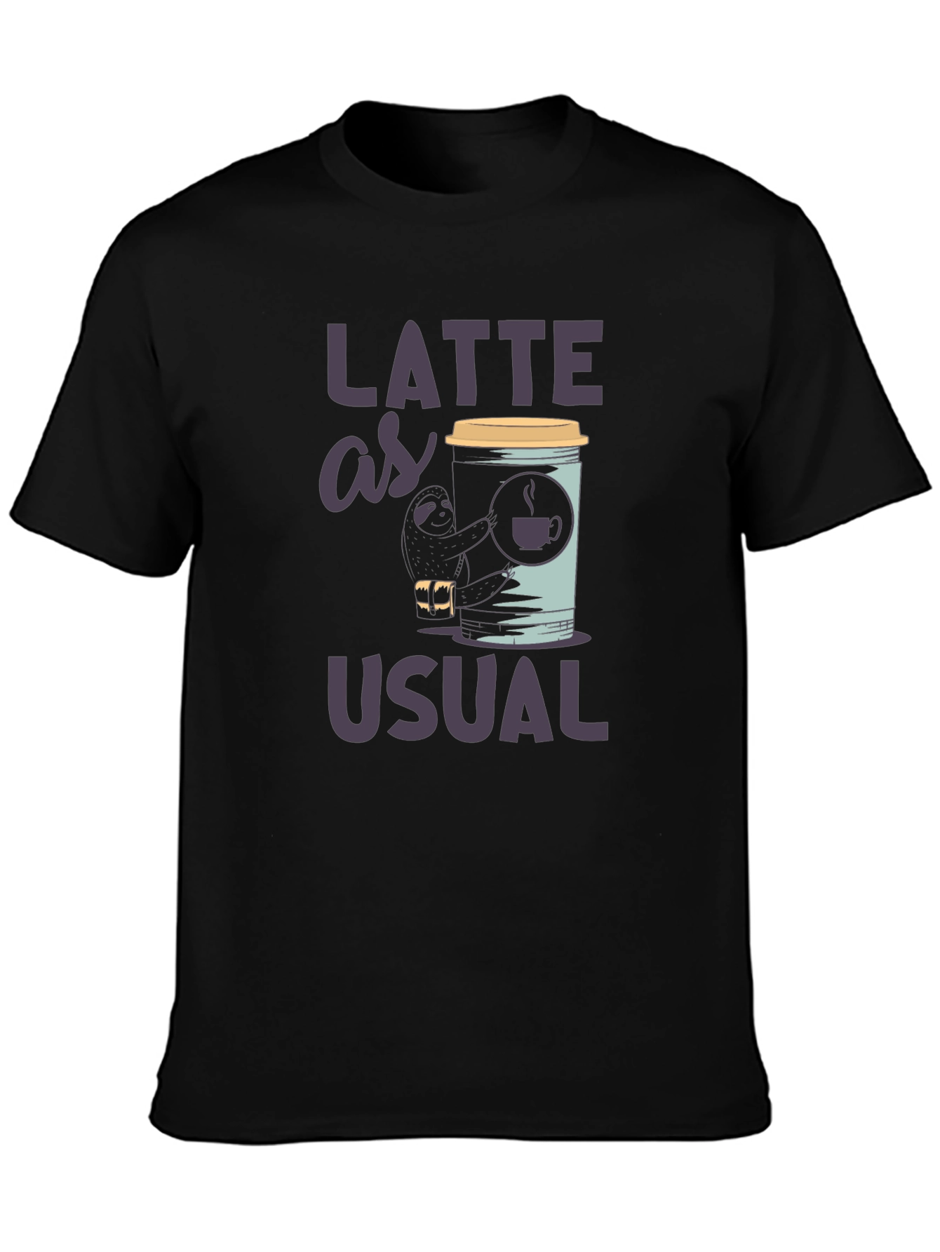 Latte as Usual Sloth Graphic T-Shirt