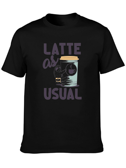 Latte as Usual Sloth Graphic T-Shirt