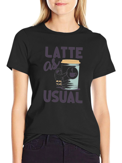 Latte as Usual Sloth Graphic T-Shirt