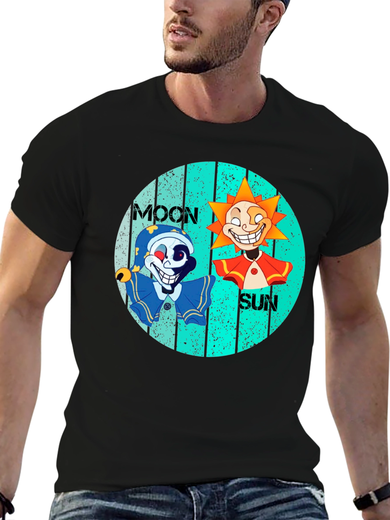 Moon & Sun Tee - Graphic Print Black T-Shirt