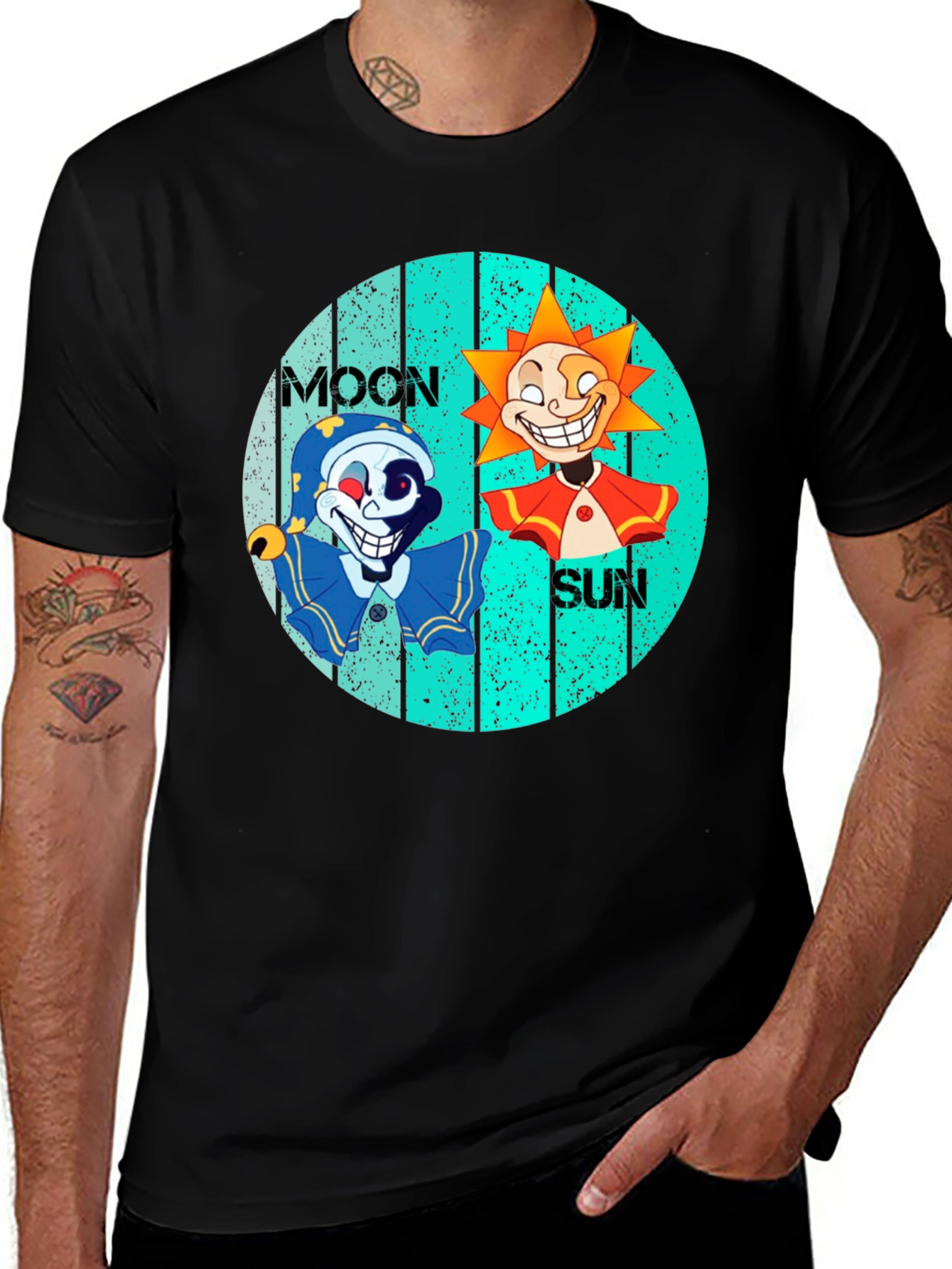 Moon & Sun Tee - Graphic Print Black T-Shirt